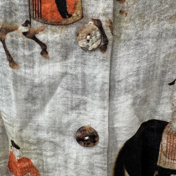 Soft Surroundings Gray Artistic Print Song Dynasty Button Down - Picture 3 of 6
